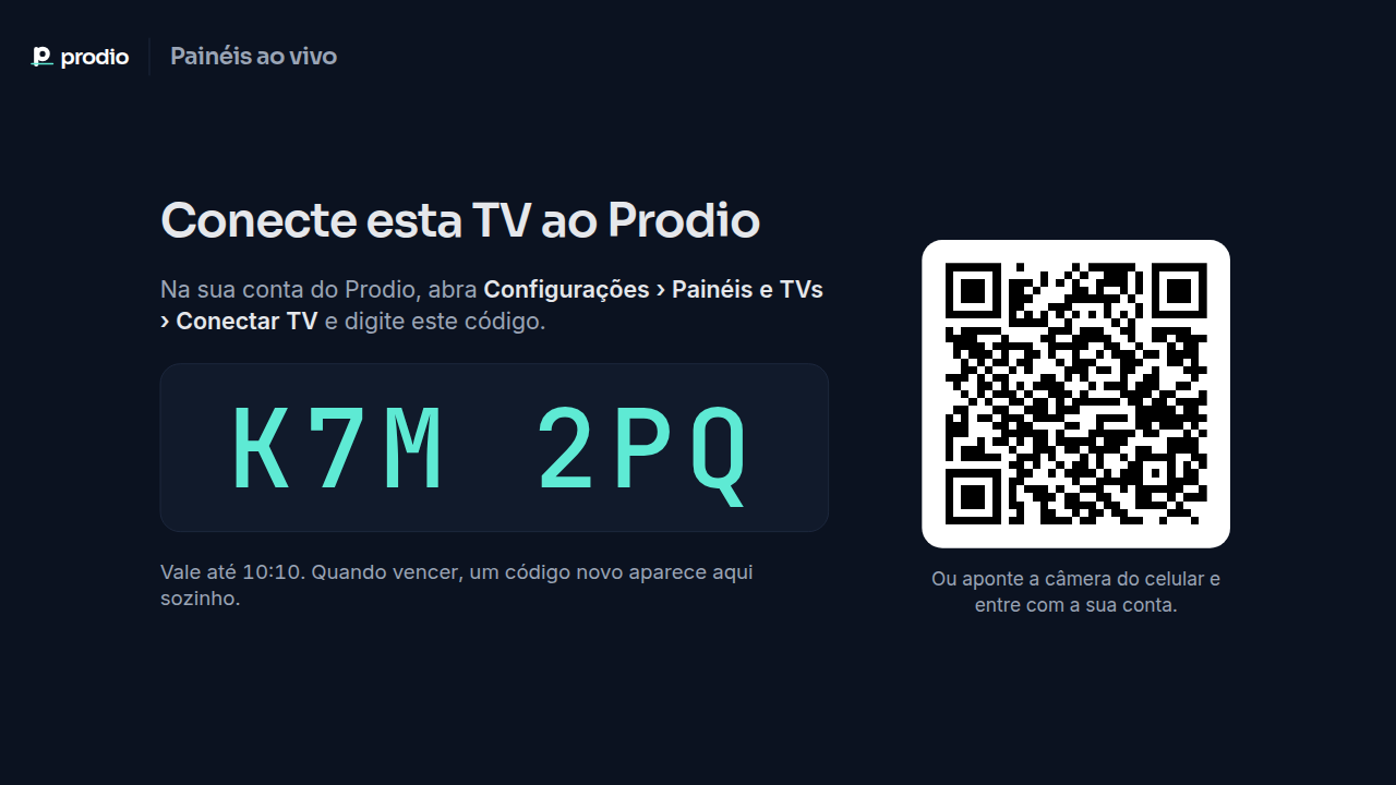 TV mostrando o código para conectar